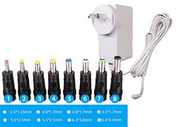 Cargador Transformador Universal 24v 2a 48w Con 8 Conectores Patas Cruzadas Blanco - Kit Fichas 8 Plug Plugs