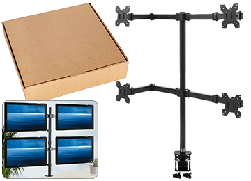 Soporte Cuadruple Brazo 4 Monitor 10 A 32 Pulgadas Vesa 75x75 100x100 Altura Ajustable Maximo 80cm Peso Hasta 10kg Prensa De Precion Doble Movil De Mesa Incluye Tornillos Y Llave Allen