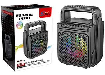 Parlante Sing-e Zqs14106 Luces Rgb 8 Watts 1xusb 1xmicrosd Fm Bluetooth 5.0 Bateria 1200mah Dimensiones 104x83x149mm Incluye Cable Usb Tipo C Para Cargar Negro