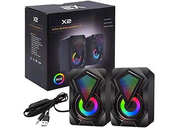 Parlantes Kisonli X2 Usb 2.0 Cable 1.3mts 6w Power Rgb Dimensiones 60x70x100mm