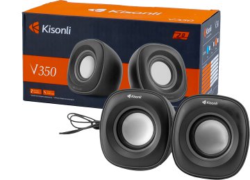 Parlantes Kisonli V350 Usb 2.0 Cable 1 Mt 2x1.5watts Control De Volumen Negro
