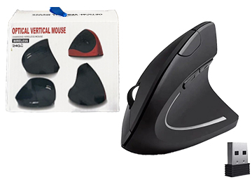 Mouse Vertical Bw-886 Bw-883 Hasta 1600 Dpi 6 Botones Ergonomico Mano Derecha Usa 2xaaa Pilas No Incluidas Inalambrico Negro