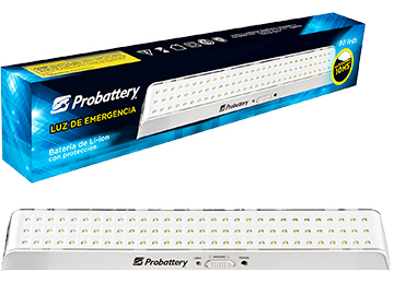 Luz De Emergencia Probattery 90 Leds 9 Watts 2 Modos De Intensidad De Luz Bateria 3.7v 3.6ah Duracion Hasta 10hs Dimensiones 350x56x27.5mm