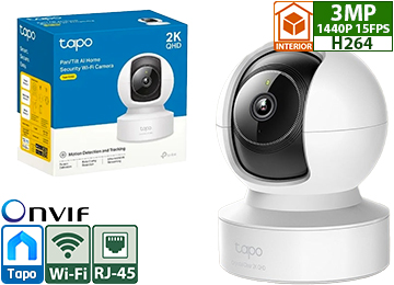 Camara Ip Tp-Link Tapo C222 2560x1440 2k 4mpx H264 Wifi Rj45 Vision Nocturna 360 Grados Control Ptz Deteccion De Persona Animal Y Vehiculo Microsd Hasta 512gb Incluye Transformador 9v 0.6a Interior
