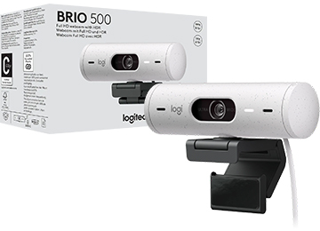 Webcam Logitech Brio 500 4 Mpx 720p 60fps 1080p 30 Fps Full Hd Con Hdr Dual Microfono  Auto Correccion De Iluminacion Cable Usb Tipo C Inlcuye Adaptador A Usb Blanco