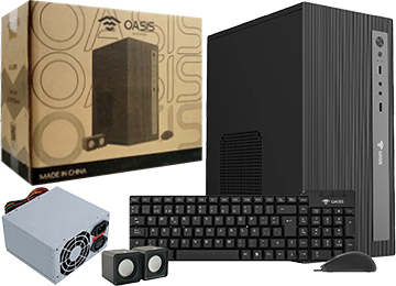 Kit Gabinete Oasis Zafiro Fuente 432w 2xusb2.0 2xjack3.5mm Dimensiones 267x168x350mm Incluye Teclado Mouse Parlantes