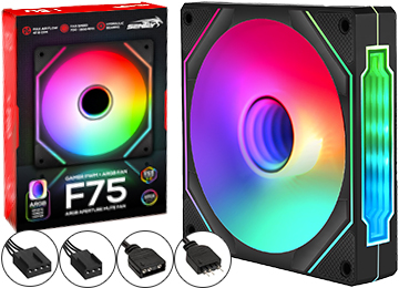 Cooler Turbina 120x120mm Sentey F75 Argb Pwm Efecto Infinito 700-1600rpm Rango Voltaje 5v A 13.8v Conector 4 Pines + Conector Argb