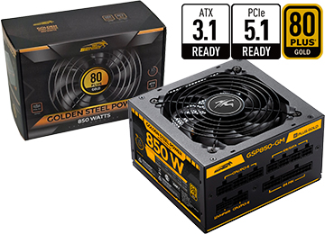Fuente Sentey 850w Gsp850-gm 80 Plus Gold Full Modular Atx 3.1 Pci-e 5.1 +12v 70.8a 1x24pines 2x8pinescpu(4+4) 2x8pinespcie(6+2) 1x16pinespcie 8xsata 4xmolex Negra