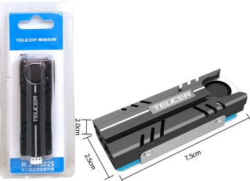 Disipador Disco M2 Ssd Sata Nvme 22x80mm Teucer Con Ventilador Conector De 3 Pines Para Cooler Incluye Termal Pad En Blister