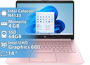Notebook Hp Stream 14-cf2112 Intel Celeron N4120 4gb 64gb 1366x768 14 Pulgadas Win11 Y Teclado En Ingles Rosa - Reacondicionada - Outlet - Con Detalles Esteticos