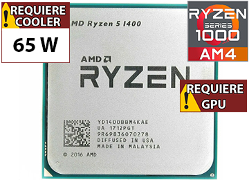 Procesador Amd Ryzen 5 1400 3.2ghz 4 Nucleos 8 Hilos 8mb Cache Tdp 65w Am4 - Outlet - Usado - Oem - No Trae Video Sin Caja Ni Cooler Ventilador