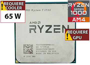 Procesador Amd Ryzen 7 1700 3.0ghz 8 Nucleos 16 Hilos 16mb Cache Tdp 65w Am4 - Outlet - Usado - Oem - No Trae Video Sin Caja Ni Cooler Ventilador