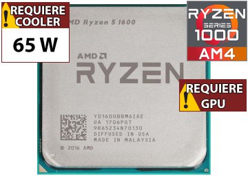 Procesador Amd Ryzen 5 1600 3.2ghz 6 Nucleos 12 Hilos 16mb Cache Tdp 65w Am4 - Outlet - Usado - Oem - No Trae Video Sin Caja Ni Cooler Ventilador