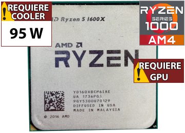 Procesador Amd Ryzen 5 1600x 3.6ghz 6 Nucleos 12 Hilos 16mb Cache Tdp 95w Am4 - Outlet - Usado - Oem - No Trae Video Sin Caja Ni Cooler Ventilador