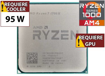 Procesador Amd Ryzen 7 1700x 3.4ghz 8 Nucleos 16 Hilos 16mb Cache Tdp 95w Am4 - Outlet - Usado - Oem - No Trae Video Sin Caja Ni Cooler Ventilador