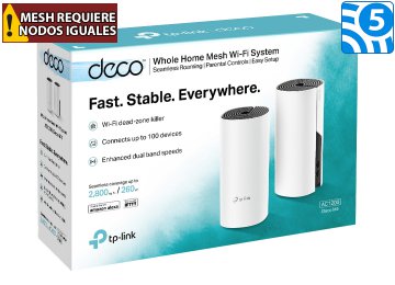 Router Access Point Nodo Tp-Link Deco M4 Pack 2 Unidades Mesh Ac1200 Mu-Mimo 2xwan 1xrj45 Gigalan  Dual Band 5ghz 867mbps 2.4ghz 300mbps - Gigabit 1000mbps