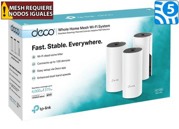 Router Access Point Nodo Tp-link Deco M4 Pack 3 Unidades Mesh Ac1200 Mu-mimo 2xwan 1xrj45 Gigalan Dual Band 5ghz 867mbps 2.4ghz 300mbps - Gigabit 1000mbps