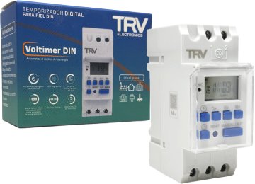 Temporizador Digital Trv Tipo Din Programable 2200w 220v Hasta 10a 20 Programas Display Digital Con Bateria De Litio Para Respaldo De Programacion - Din Para Tableros Electricos