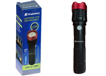 Linterna De Mano Probattery Ilre-Bmfl-2871 10w 800lm Autonomia 3.5hs Incluye Cable Usb Tipo C Para Cargar
