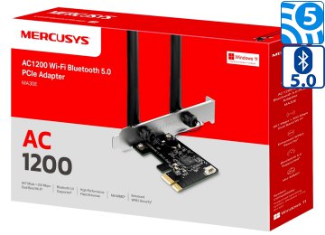 Placa De Red Wifi Pci-E Mercusys Ma30e Ac1200 867mbps Dual Band 2.4ghz 5ghz 2 Antenas Bluetooth 5.0