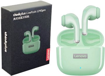 Auricular In Ear Lenovo Thinkplus Livepods Lp40 Pro Bluetooth 5.0 Alcance 10mts Bateria 30mah Incluye Cable Usb Tipo C Para Cargar Verde Claro
