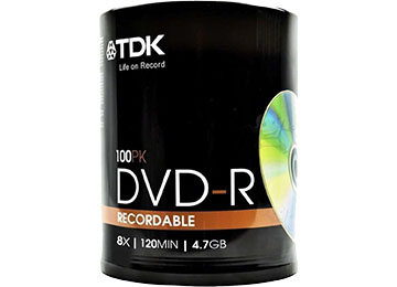 Dvd-R Tdk Estampado 4.7gb 8x 120m X100u Virgen