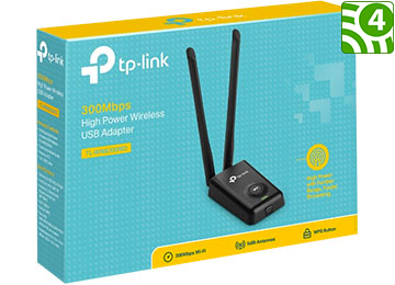 Placa De Red Wifi Usb Tp-Link Tl-Wn8200nd 300m 2 Antenas 2 Watts Alta Potencia Rompe Muros