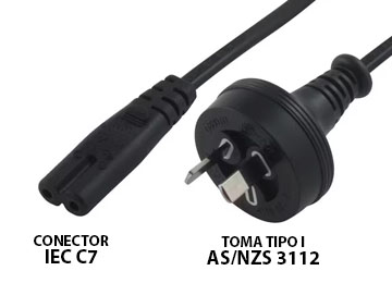 Cable De Tension Interlock Ocho 220v 1.5m - Conector Iec C7 A Toma Tipo I Asnzs3112