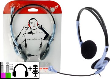 Auricular Vincha Genius Hs-02b Con Microfono 2 Conectores 3.5mm Verde Y Rosa