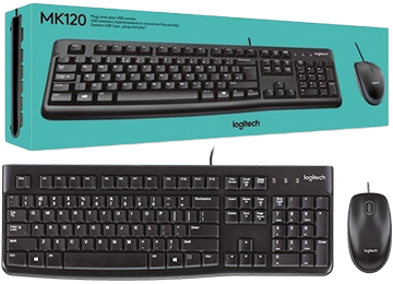 Kit Teclado + Mouse Logitech Mk120 Con Cable Usb Negro