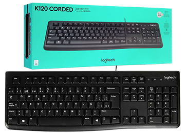 Teclado Logitech K120 Con Cable Usb Resistente A Derrames De Agua Negro