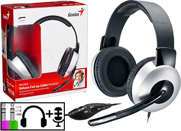 Auricular Vincha Genius Hs-05a Con Microfono Control De Volumen 2 Conectores 3.5mm Verde Y Rosa