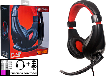 Auricular Vincha Noganet Ng-8620 Cable Plano 1.8m Microfono Flexible 180 Gamer
