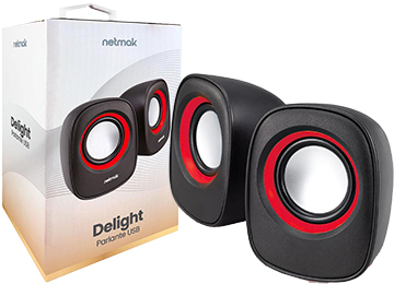Parlantes Netmak Nm-9025b Usb 6w Rojo