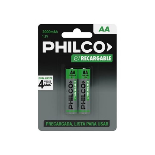 Pilas Recargables Philco AA 2000mAh 1.2V Blister 2 Unidades