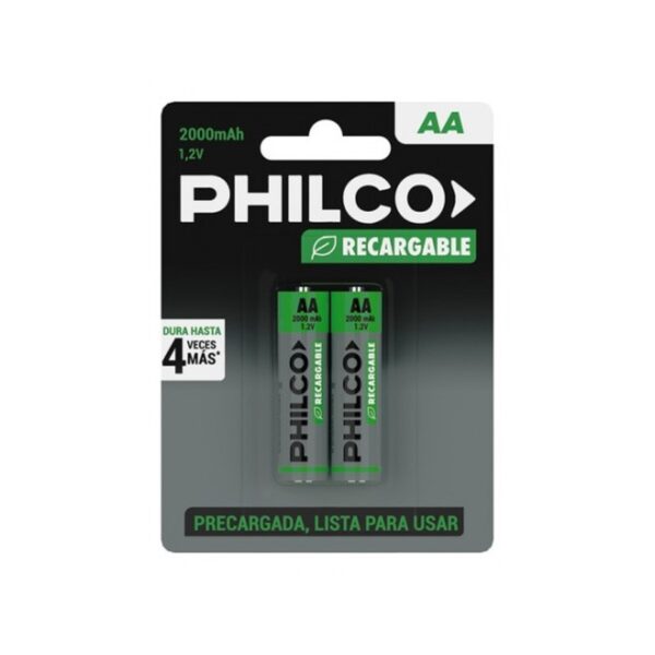 Pilas Recargables Philco AA 2000mAh 1.2V Blister 2 Unidades