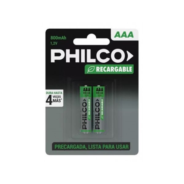 Pilas Recargables Philco AAA 800mAh 1.2V Blister 2 Unidades
