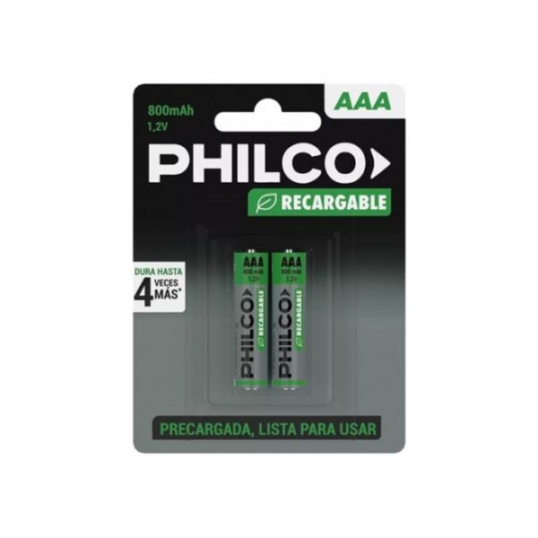 Pilas Recargables Philco AAA 800mAh 1.2V Blister 2 Unidades