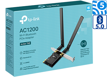 Placa De Red Wifi Bluetooth Pci-e Tp-link Archer T4e 2 En 1 Ac1200 300mbps Dual Band 2.4ghz 867mpbs 5ghz 2x2 Mimo Bluetooth 5.0 - Incluye Chapa Low Profile