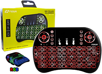 Teclado Noganet Con Touchpad Para Android Tv Inalambrico Bateria Retroiluminado Rgb Incluye Cable De Carga