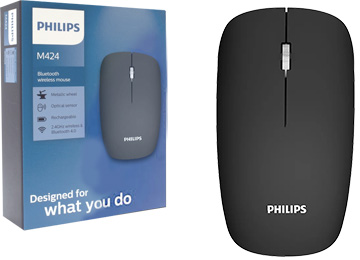 Mouse Philips M424 1600dpi Lleva 1 Pila Aa Incluida 2 En 1 Inalambrico Y Bluetooth Negro