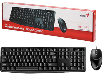 Kit Teclado + Mouse Genius Km-170 Usb Con Cable Mouse 1200dpi Teclado Multimedia Negro