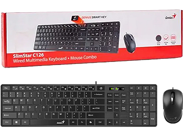 Kit Teclado + Mouse Genius Slimstar C126 Usb Con Cable Mouse 1200dpi Teclas Multimedia Home Key Negro