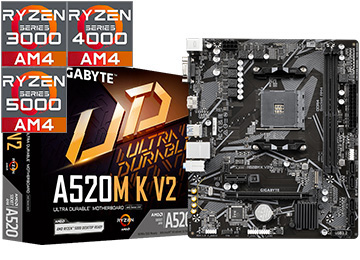 ddr-tp-18986 Mother Gigabyte A520m K V2 2xddr4 Vga Hdmi 1xps2 2xusb2.0 4xusb3.0 1xm2 Nmve 4xsata Amd Am4 Ryzen Serie 3000 4000 5000 Ya Actualizado - No Compatible Con A6 A8 A10 Athlon