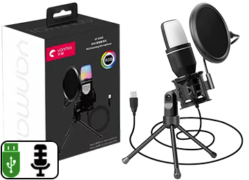 Microfono Yanmai Sf-666r Usb Cable 1.35mts Omnidireccional Con Condesnadores Y Reduccion De Ruido Rgb Incluye Tripode