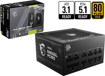 Fuente Msi Mag A850gl Pcie5 850w +12v 70.8a 20+4pines 2x8pines 2x6+2pines 4xsata 4xmolex 1xfloppy 80 Plus Gold Full Modular