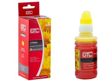 Tinta Epson Gtc 100ml Amarilla T664 P/ L100 L101 L110 L111 L200 L201 L210 L211 L303 L301 L555 L551 L550 L358 L355 L353 L351 L301 L300 L303 L350