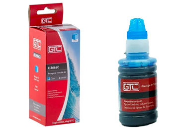 Tinta Epson Gtc 100ml Cyan T664 P/ L100 L101 L110 L111 L200 L201 L210 L211 L303 L301 L555 L551 L550 L358 L355 L353 L351 L301 L300 L303 L350