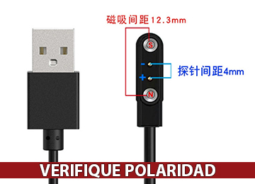Cable Smartwatch Smartband Universal 2 Pines 4.0mm 12.3mm 60cm Se Conecta Al Cargador - Revisar Polaridad En La Foto