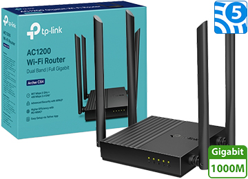 Router Wifi Tp-link Archer C64 Ac1200 Dual Band 4 Antenas 2.4ghz 400mbps 5ghz 867mbps 1 Wan Gigabit 4 Lan Gigabit